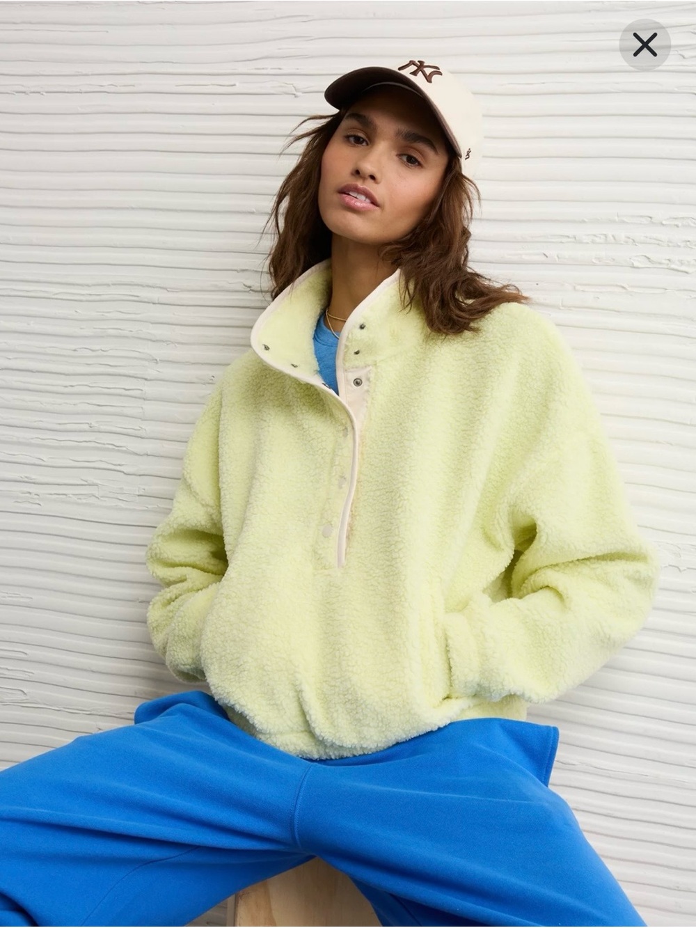 American Eagle Sherpa Snap Pullover Jacket Green Size M NWT